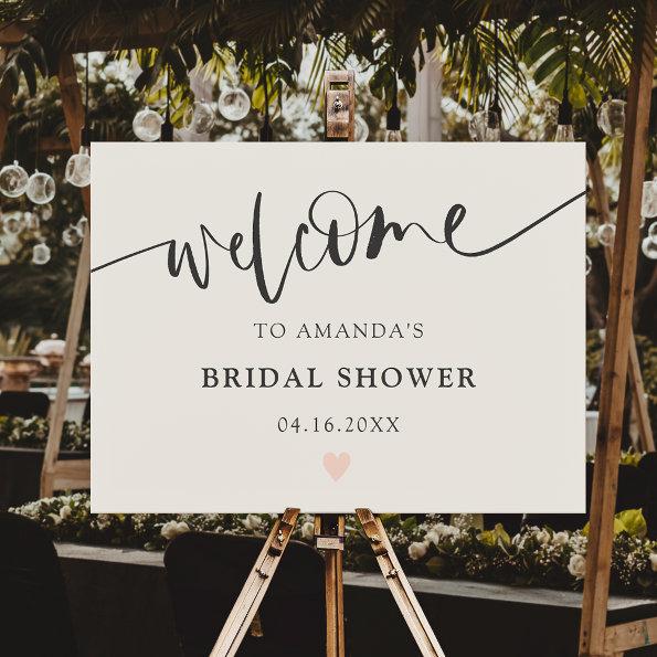 Simple minimalist script bridal shower welcome foam board