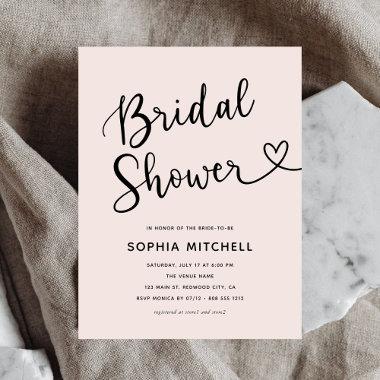 Simple Minimalist Script Heart Bridal Shower PostInvitations