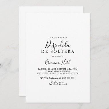 Simple Minimalist Spanish Bridal Shower Invitations