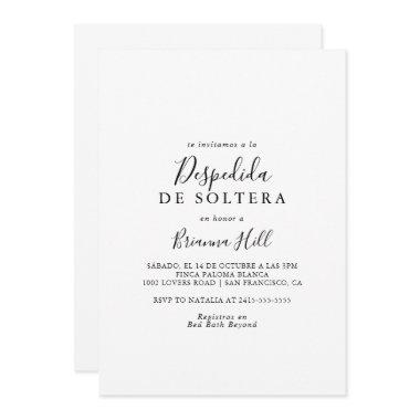 Simple Minimalist Spanish Bridal Shower Invitations