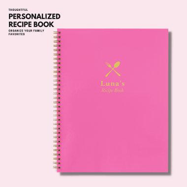 Simple Minimalist Trendy Hot Pink and Gold Recipe Notebook