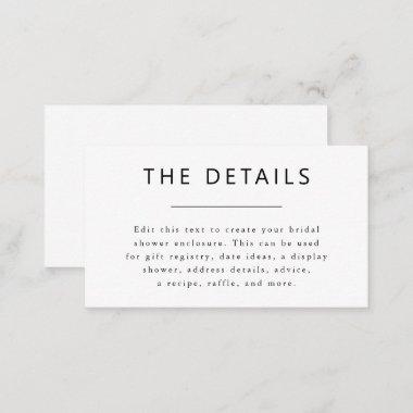 Simple Minimalist Typography Bridal Shower Enclosure Invitations