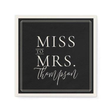 Simple Miss to Mrs Black Bridal Shower Paper Napkins