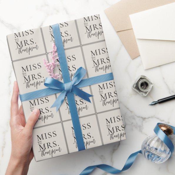 Simple Miss to Mrs Ecru Ivory  Wrapping Paper