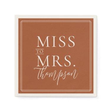 Simple Miss to Mrs Terracotta Bridal Shower Paper Napkins