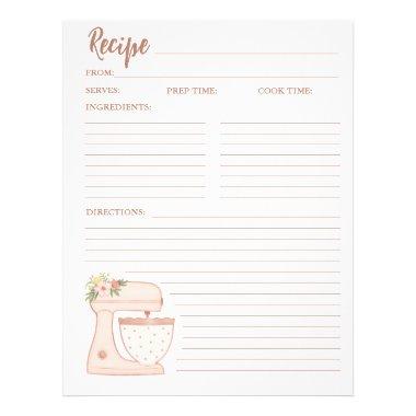 Simple Mixer Floral Cake Bakery Recipe Invitations Flyer