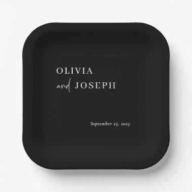 Simple Modern and Minimalist | Black Wedding Paper Plates