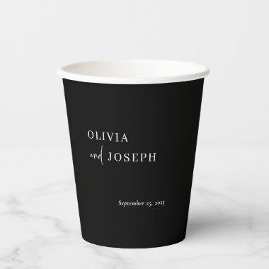 Simple Modern and Minimalist | Dark Black Wedding Paper Cups