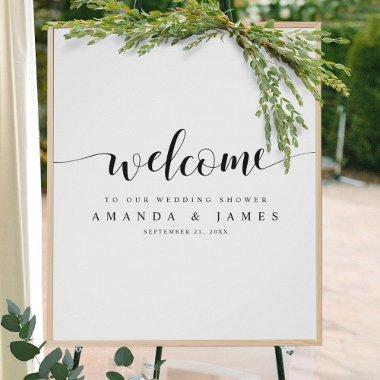 Simple Modern Black White Couple's Shower Welcome Poster