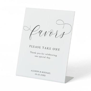 Simple modern black white favors sign