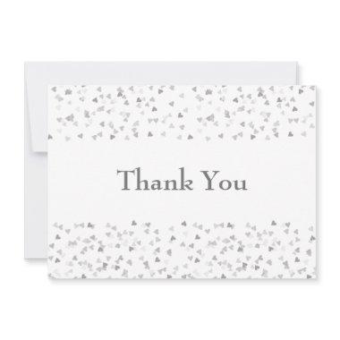 Simple Modern Chic Silver Hearts Confetti Thank You Invitations