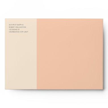 Simple Modern Color Block Apricot Cream Wedding Envelope