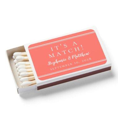 Simple Modern Coral White Chic Wedding Favors Matchboxes