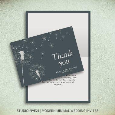 Simple Modern Dandelion Slate Gray Thank You