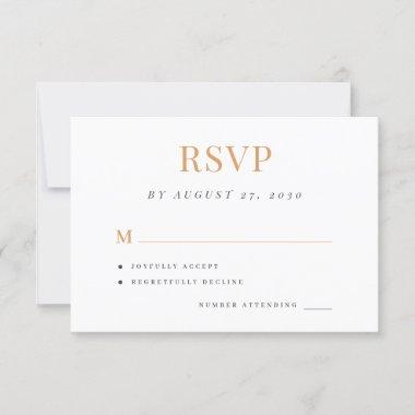 Simple modern elegant black white wedding RSVP card