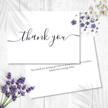 Simple Modern Elegant Navy Blue Script Thank You