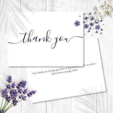 Simple Modern Elegant Navy Blue Script Thank You Invitations