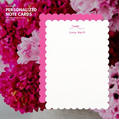 Simple Modern Elegant Pink Bow Note Invitations
