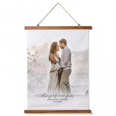 Simple Modern Elegant Script Wedding Photo Banner Hanging Tapestry