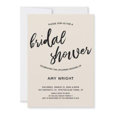 Simple, Modern Handwriting  in Cream