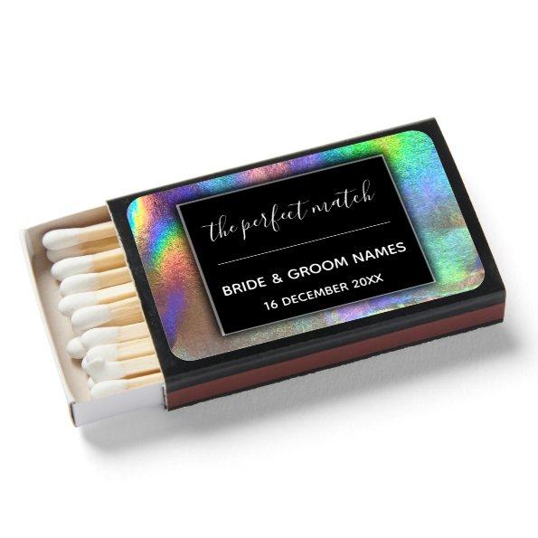 Simple Modern Holographic Elegant Wedding Perfect Matchboxes