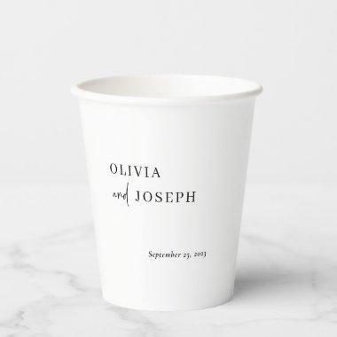 Simple Modern Minimalist | Black and White Wedding Paper Cups