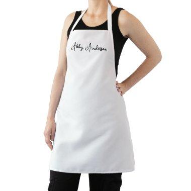 Simple Modern Minimalist Black Script | White Apron