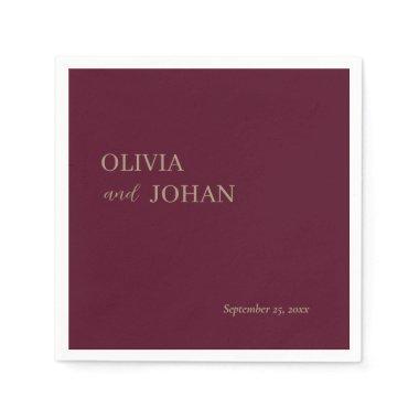 Simple Modern & Minimalist | Wedding Burgundy Napkins