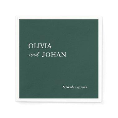 Simple Modern & Minimalist | Wedding Emerald Green Napkins