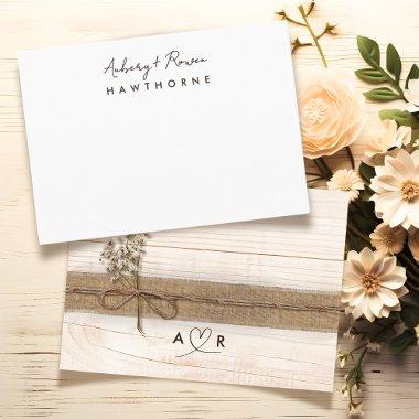 Simple Modern Monogram Couple Rustic Wedding Note