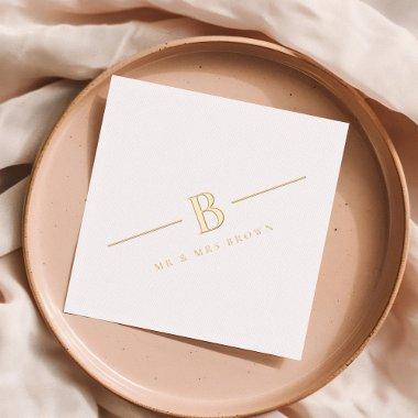 Simple Modern Monogram Personalized Wedding Foil Napkins