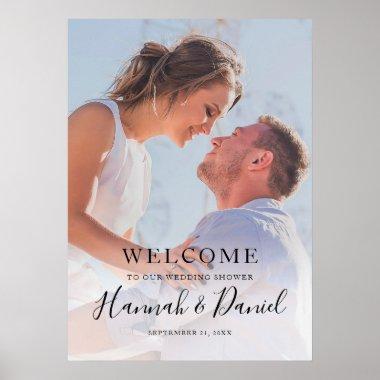 Simple Modern Script Photo Couples Shower Welcome Poster
