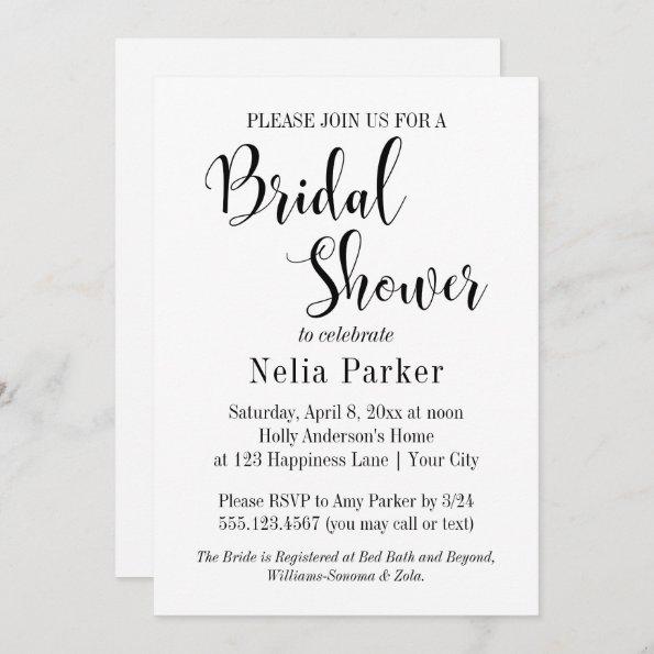 Simple Modern Typography Bridal Shower 4 Invitations