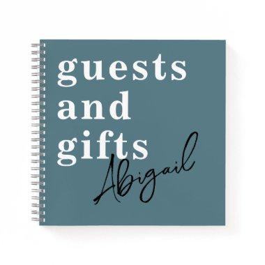 Simple Modern Watercolor Teal  Guest Notebook
