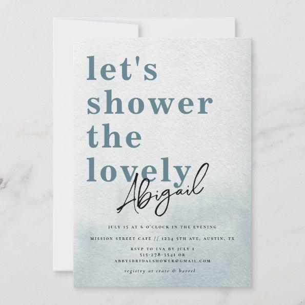 Simple Modern Watercolor Teal Bridal Shower Invitations