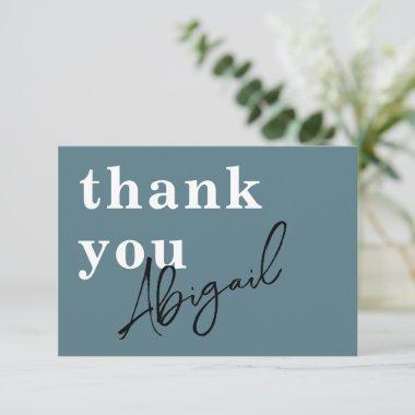 Simple Modern Watercolor Teal Bridal Shower Thank Thank You Invitations
