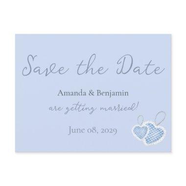 Simple Monogram Minimalist Beau Blue Wedding Post
