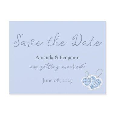 Simple Monogram Minimalist Beau Blue Wedding PostInvitations