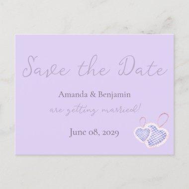 Simple Monogram Minimalist Lavender Wedding PostInvitations
