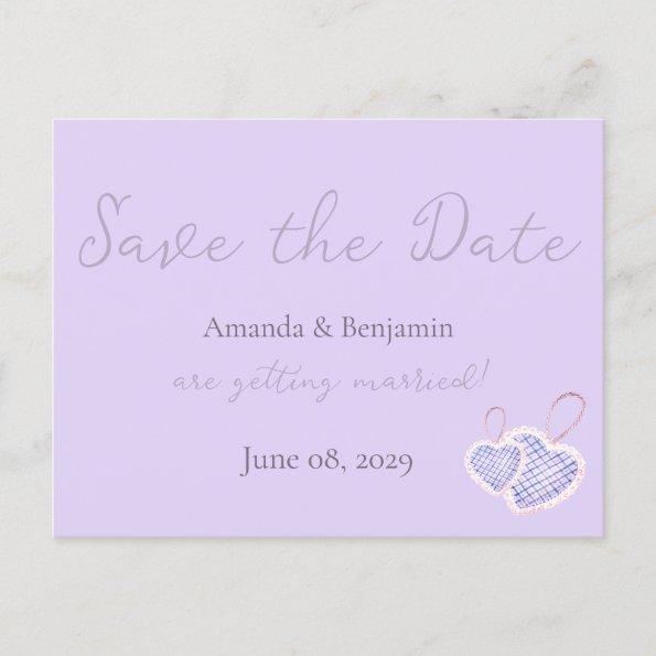 Simple Monogram Minimalist Lavender Wedding PostInvitations