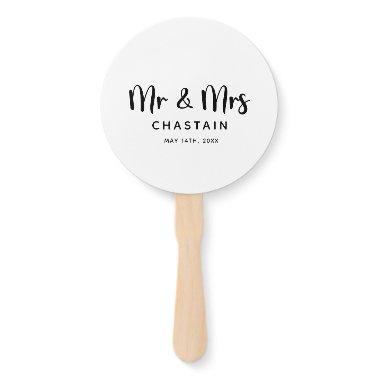 Simple Mr. & Mrs. | Wedding Monogram Hand Fan