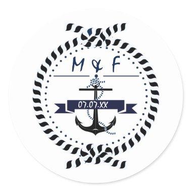 Simple Nautical Anchor Beach Wedding Sticker