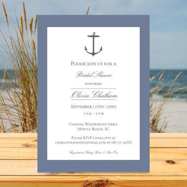 Simple Nautical Anchor Bridal Shower | Dusty Blue Invitations