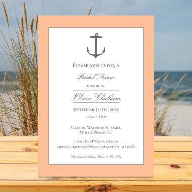 Simple Nautical Anchor Bridal Shower | Peach Fuzz Invitations