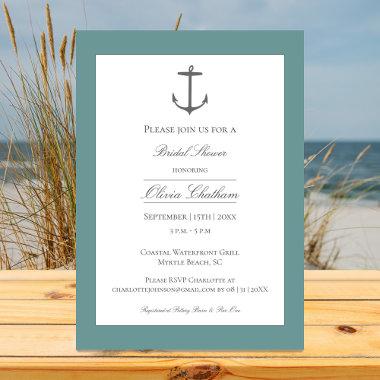 Simple Nautical Anchor Bridal Shower | Teal Invitations