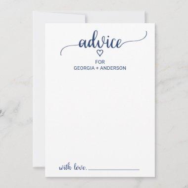 Simple Navy Calligraphy Wedding Advice Card