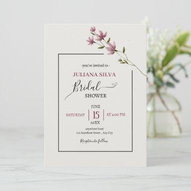 Simple Neutral Boho Wildflower Bridal shower Invitations