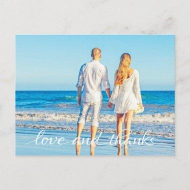 Simple Ocean Beach Couple Love and Thanks PostInvitations