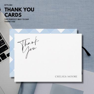 Simple Pale Blue Gingham Flat Thank You