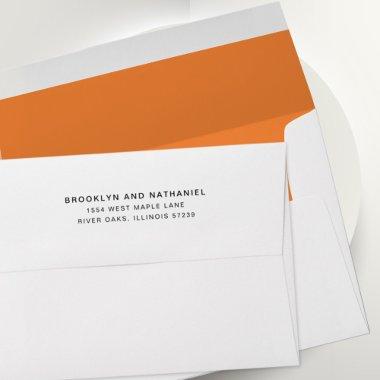 Simple Papaya Orange Return Address Lined Envelope